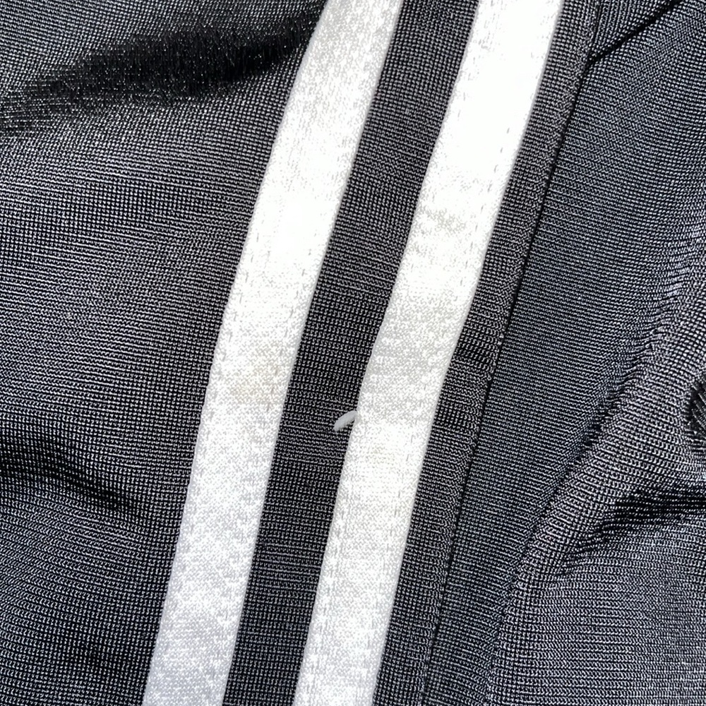 Adidas black and white essentials warm up 3 stripes zip up jacket. - Picture 10 of 11